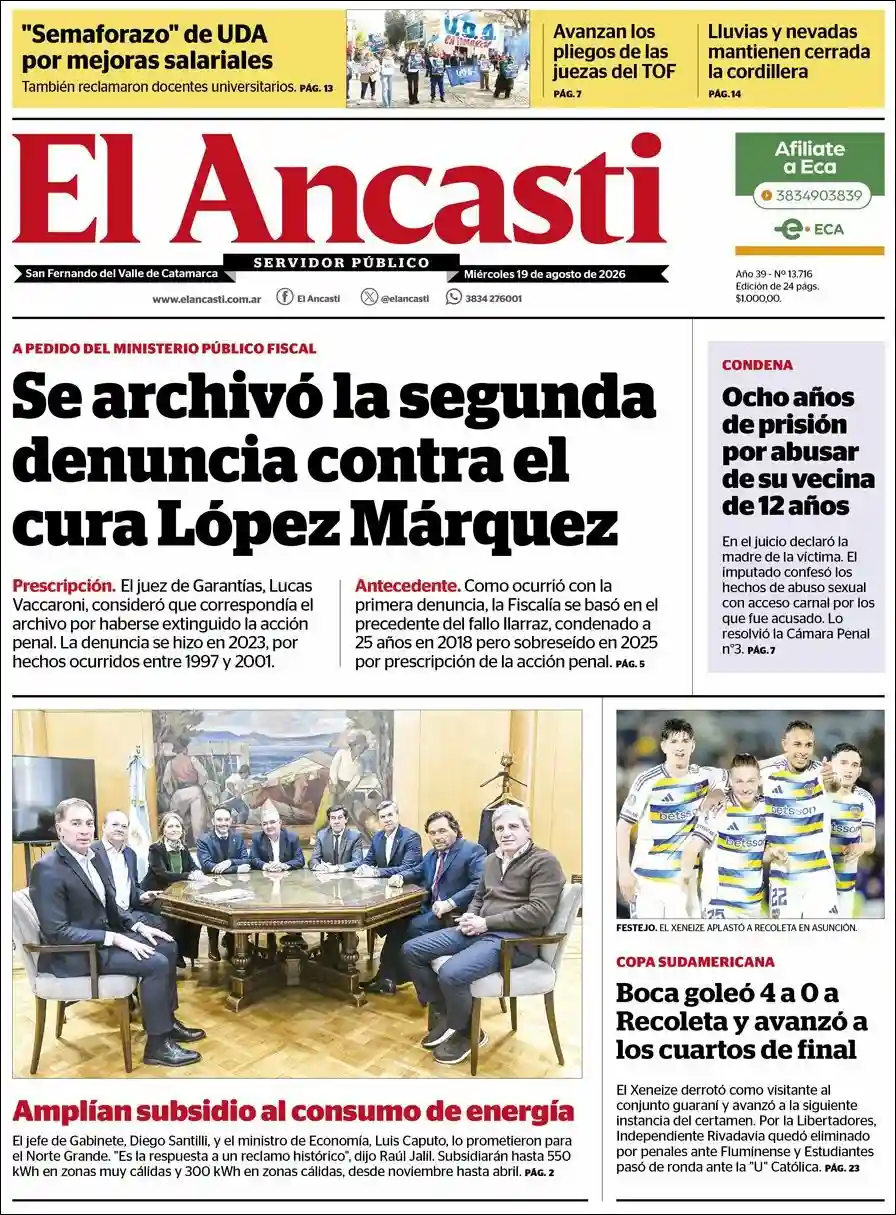 Estudios Max | CAPITAL ONLINE - Tapa del diario Ancasti