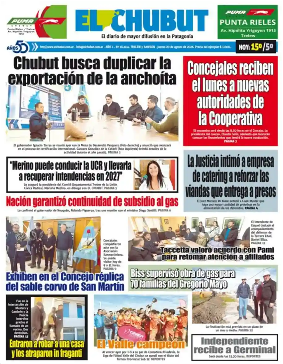 Estudios Max | CAPITAL ONLINE - Tapa del diario El Chubut
