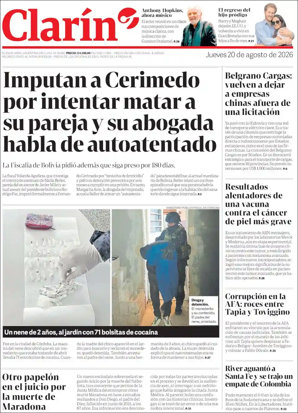 Estudios Max | CAPITAL ONLINE - Tapa del diario Clarin