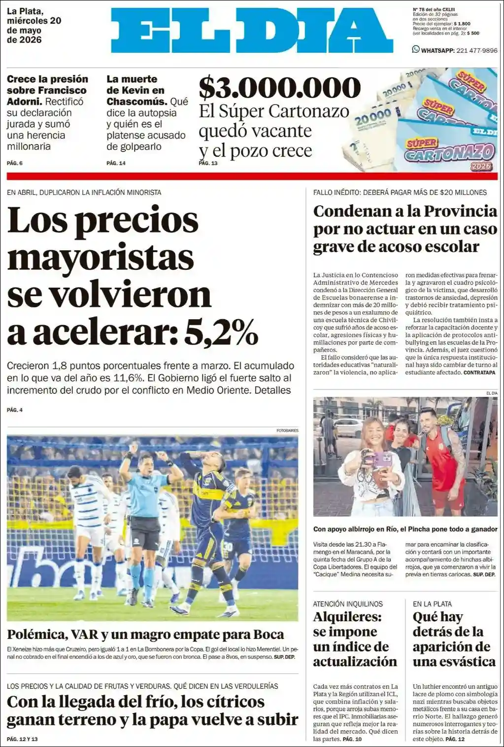 Estudios Max | CAPITAL ONLINE - Tapa del diario El Dia