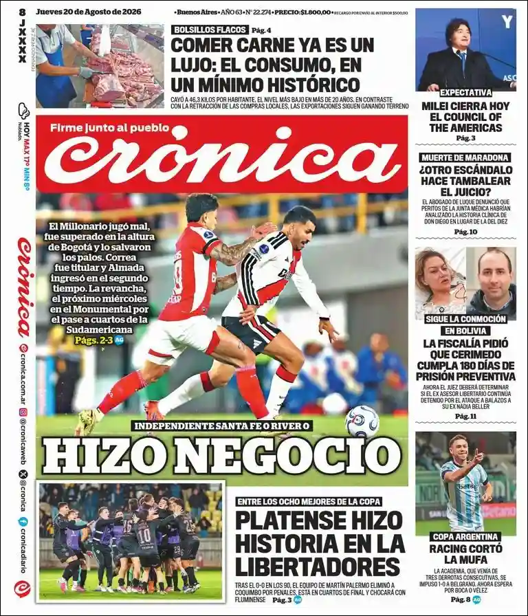 Estudios Max | CAPITAL ONLINE - Tapa del diario Crónica